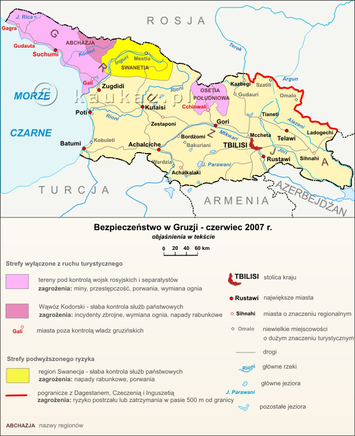 Gruzja, Mapa bezpieczestwa i zagroe w Gruzji